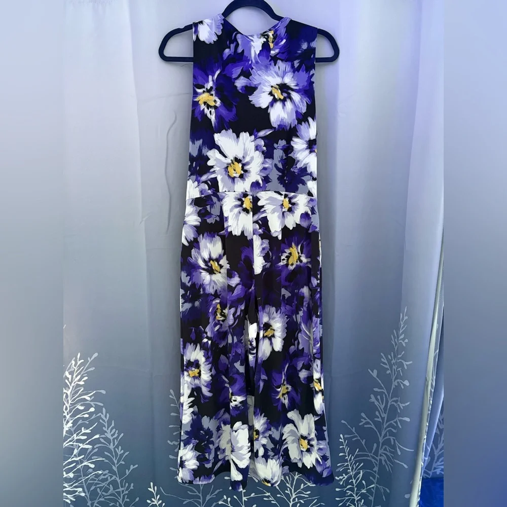 Nina Leonard Vibrant Purple Floral Jumpsuit - Picture 8 of 9